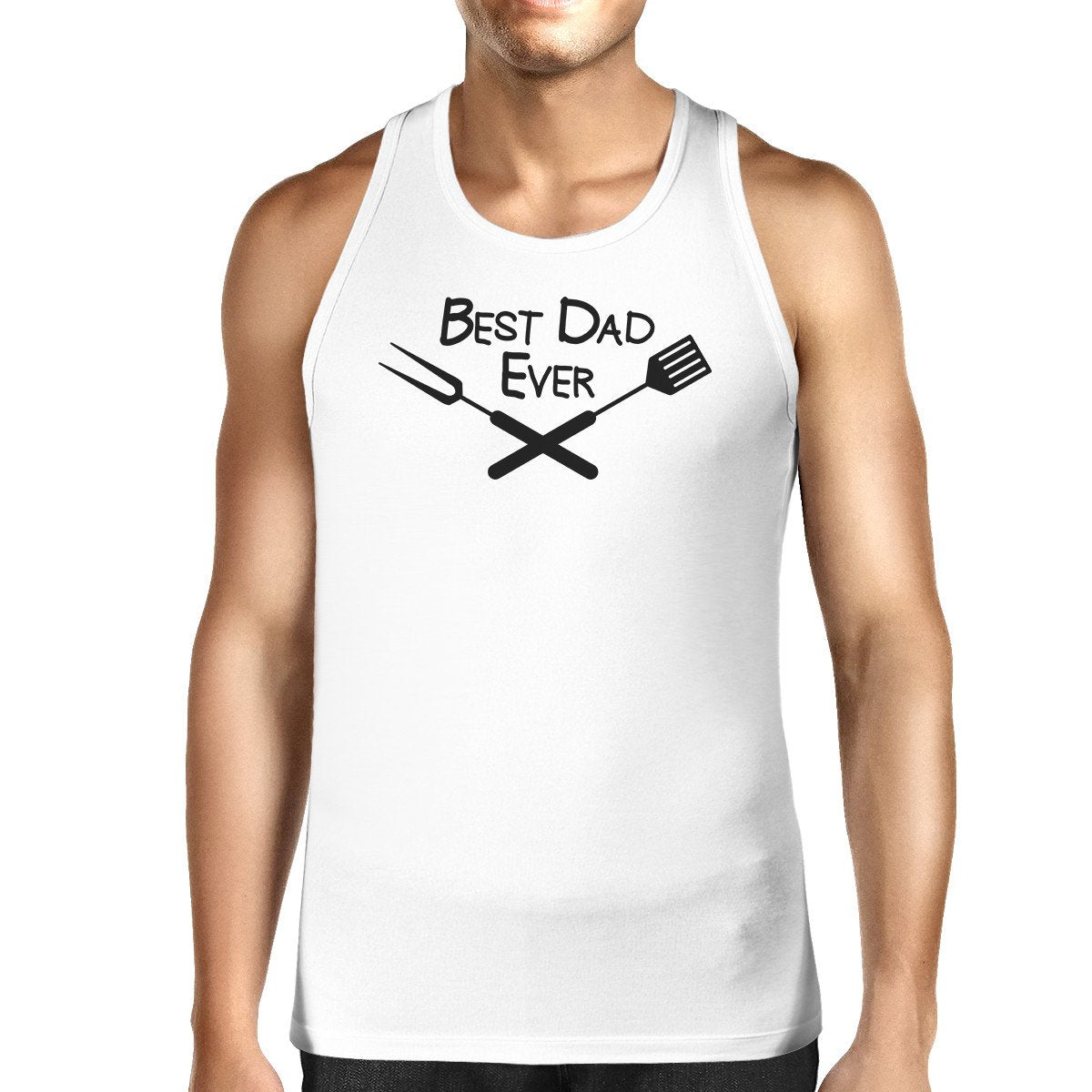 Best Bbq Dad Mens White Cotton Tank Top Barbeque