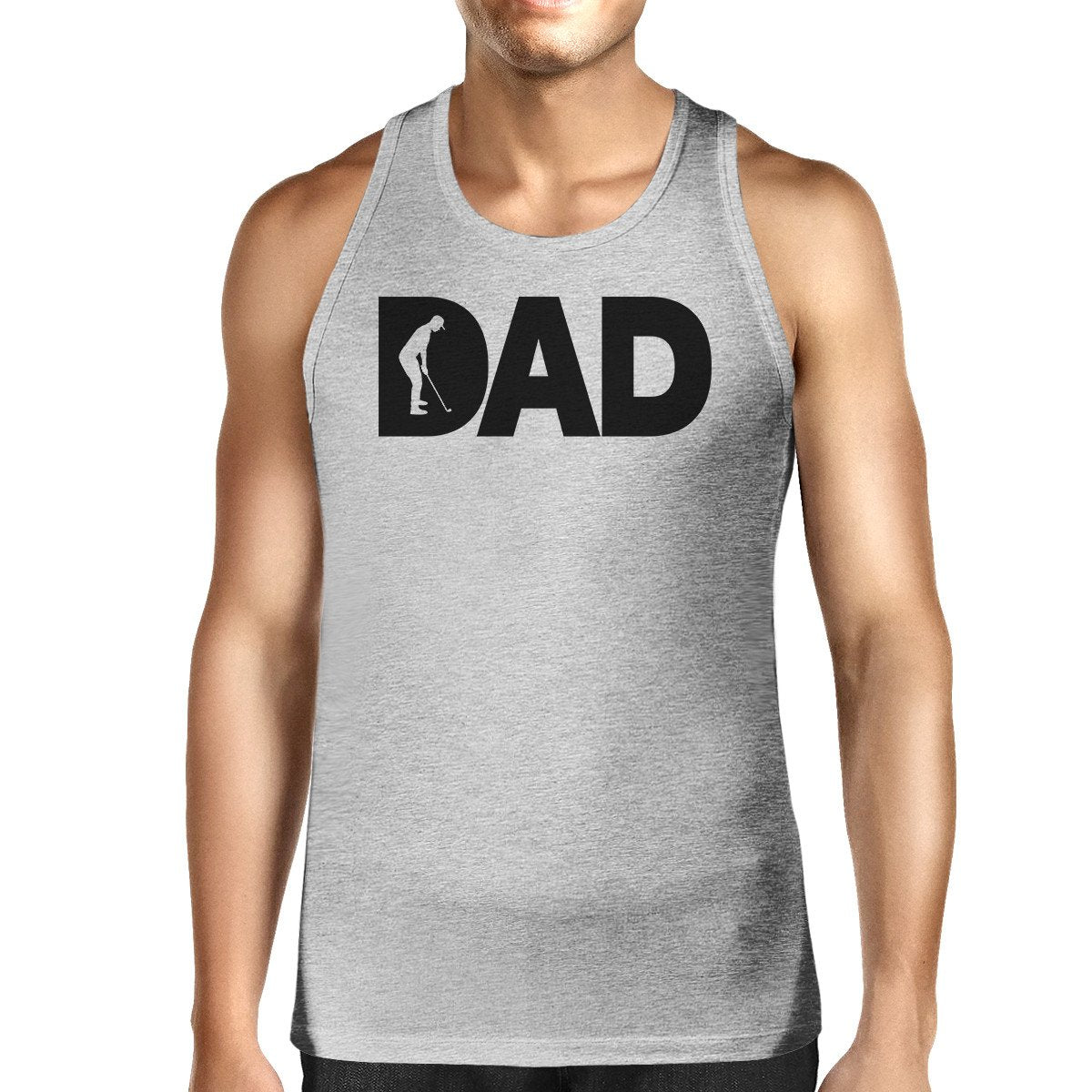 Dad Golf Mens Grey Sleeveless Tee Funny Design