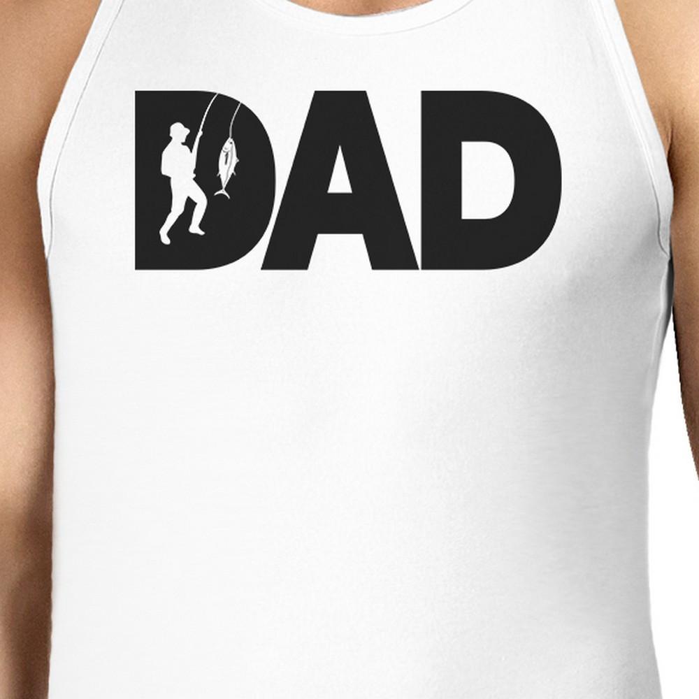 Dad Fish Mens White Graphic Tanks Unique Dad Gifts