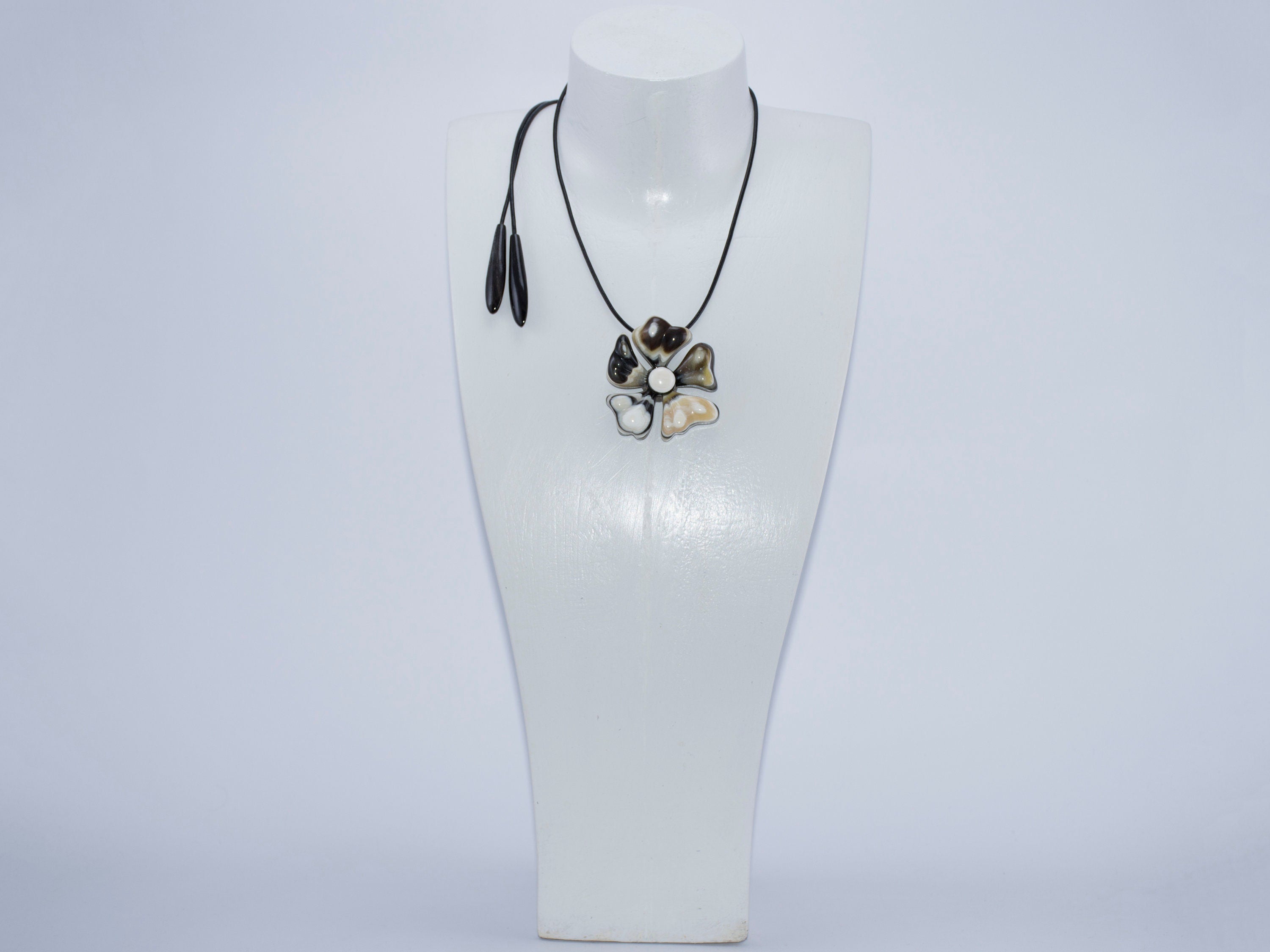 Flower Pendant on Leather Cord