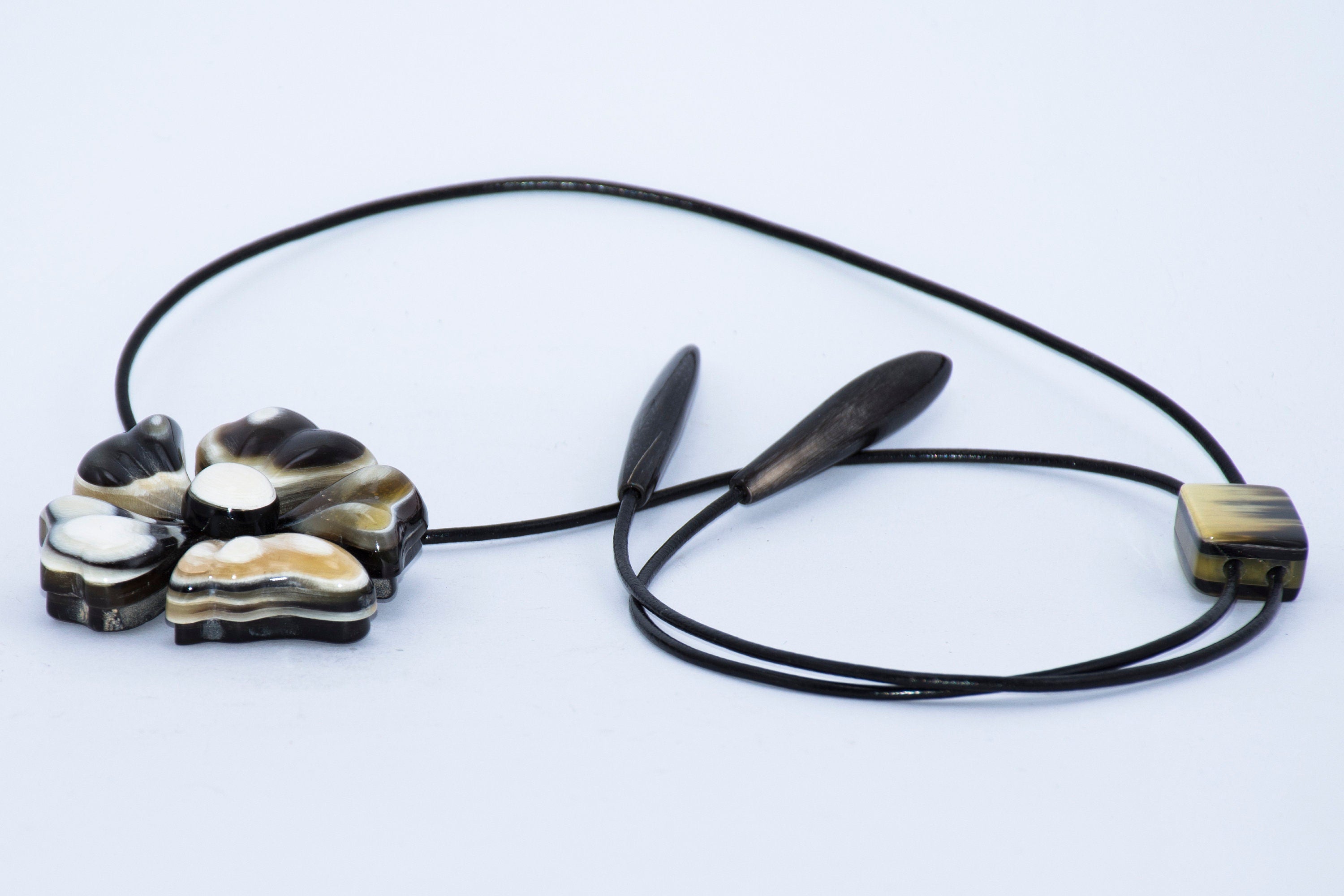 Flower Pendant on Leather Cord