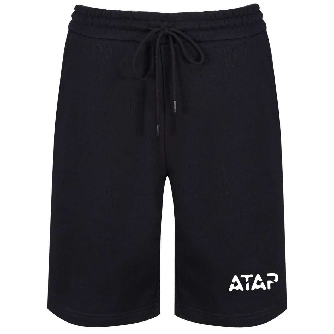 Black ATAP shorts with logo, 80% cotton and 20% polyester, ideal for updated wardrobe.