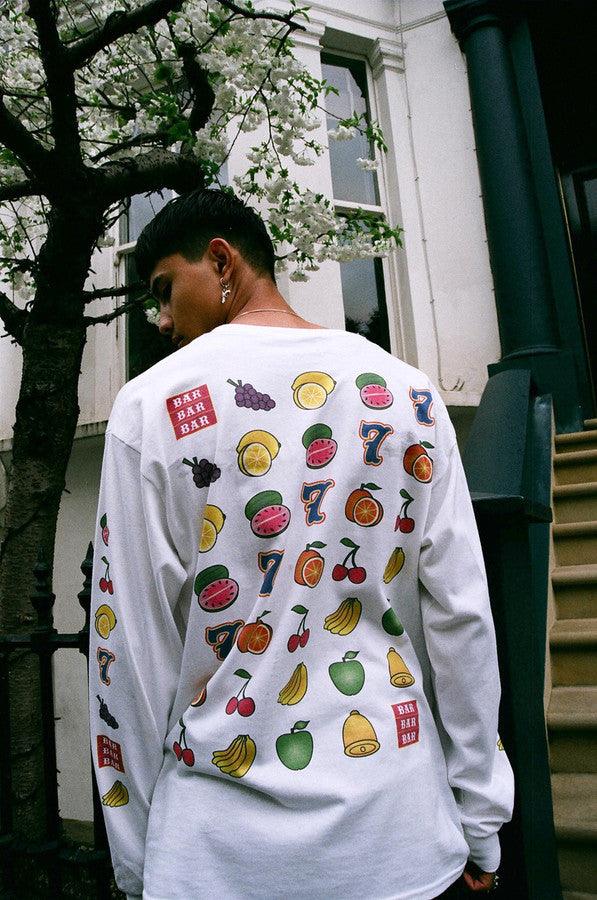 Fruity Casino Slots Design On White Long Sleeved T-shirt