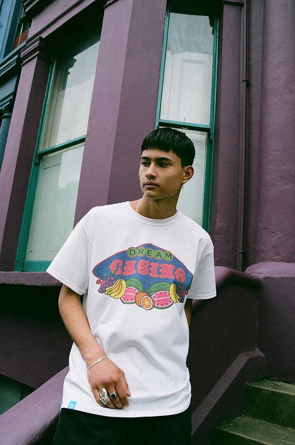 Fruity Casino Slots Design On White Short Sleeved T-shirt