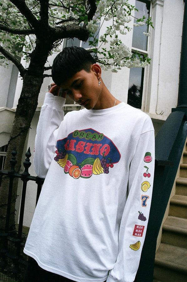 Fruity Casino Slots Design On White Long Sleeved T-shirt