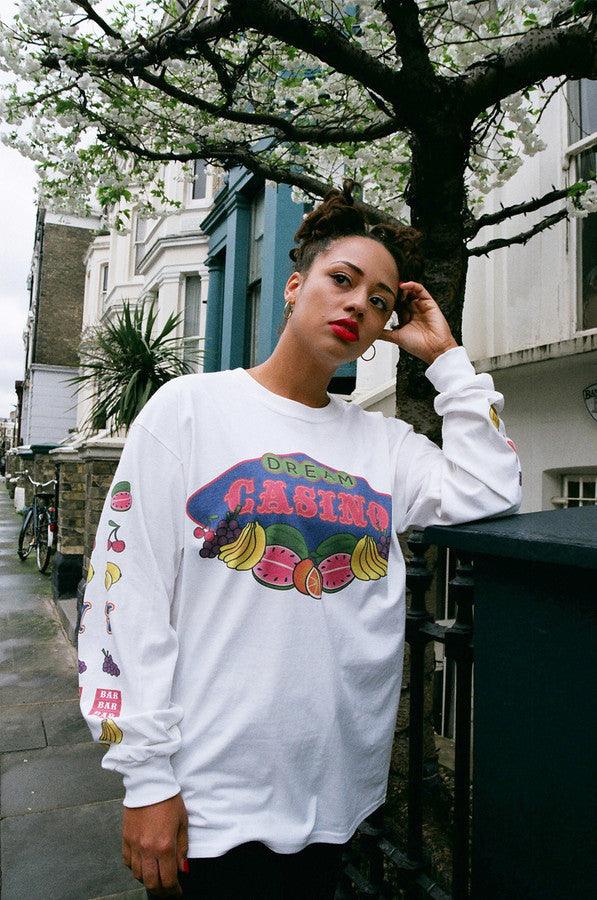 Fruity Casino Slots Design On White Long Sleeved T-shirt