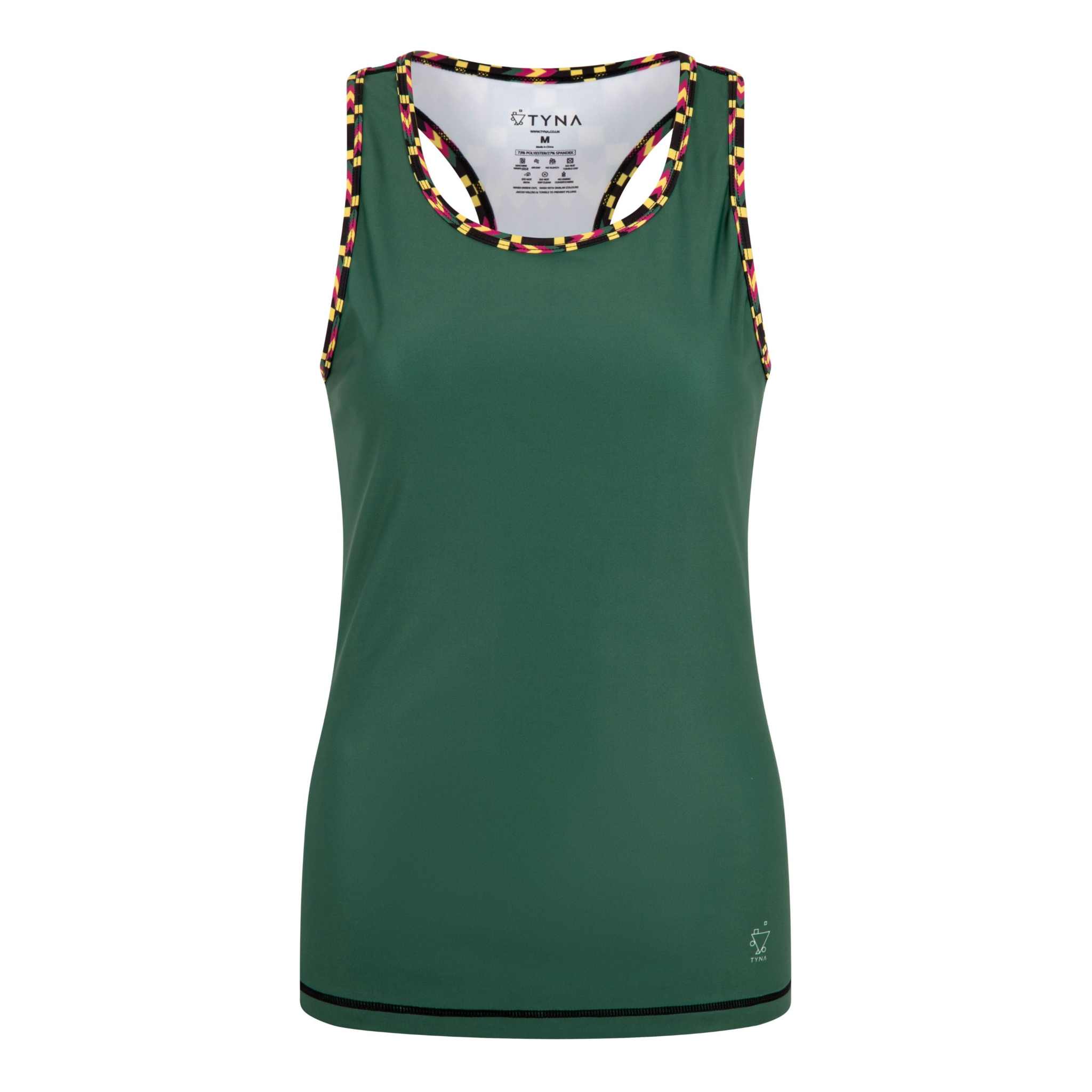 Green Muscle V slim fit vest with Kente-inspired design, breathable fabric.