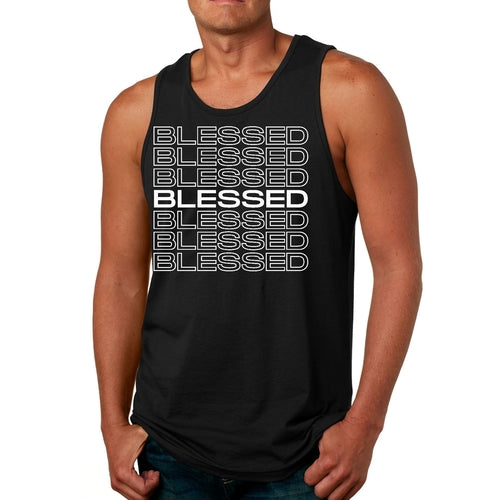Mens Fitness Tank Top Graphic T-shirt Blessed Stacked Print