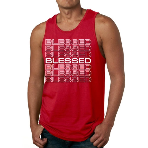 Mens Fitness Tank Top Graphic T-shirt Blessed Stacked Print