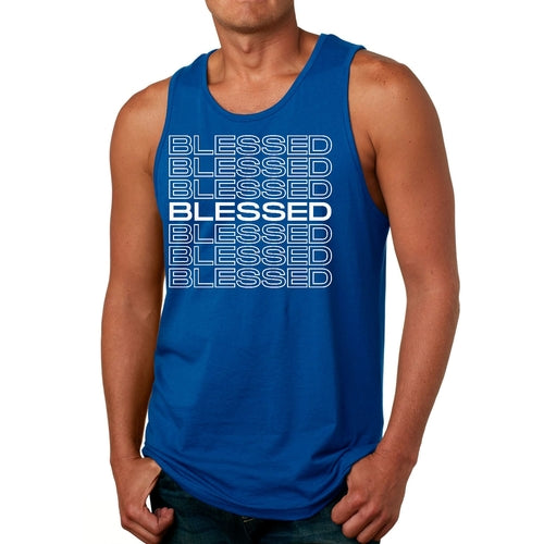 Mens Fitness Tank Top Graphic T-shirt Blessed Stacked Print
