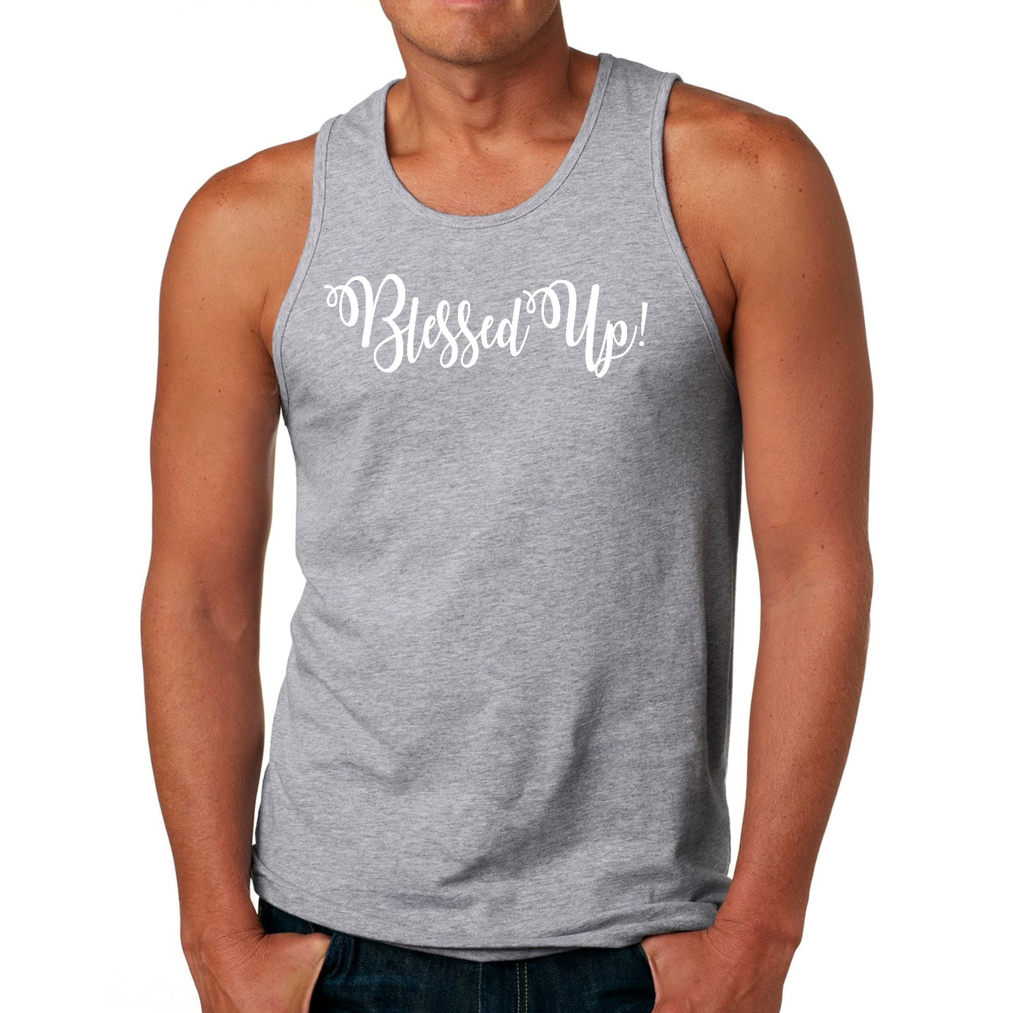 Mens Fitness Tank Top Graphic T-shirt Blessed Up