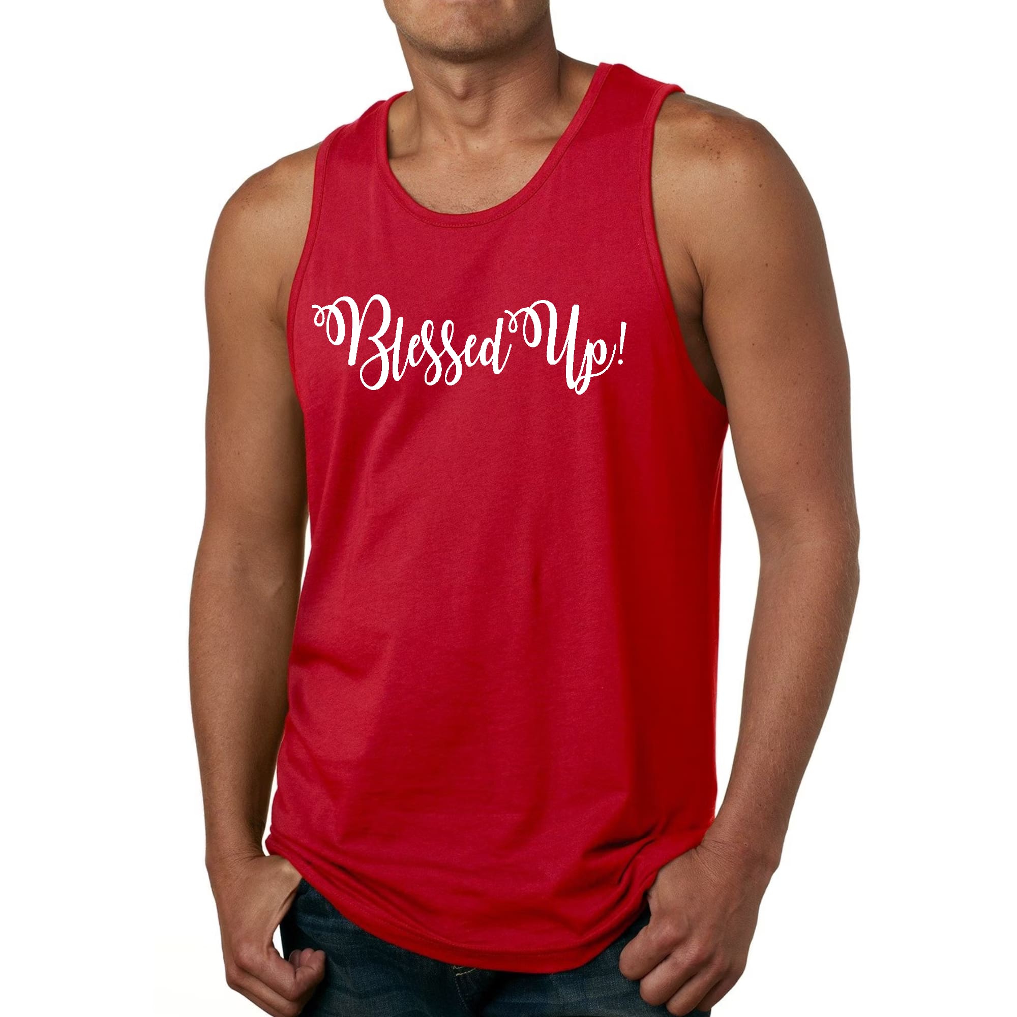 Mens Fitness Tank Top Graphic T-shirt Blessed Up