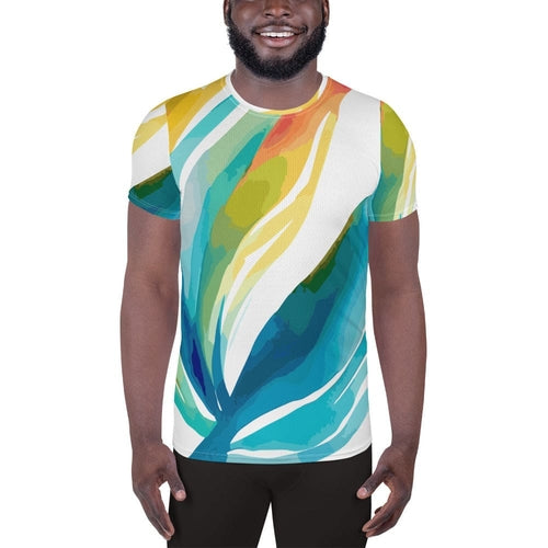 Mens Stretch Fit Athletic Sports T-shirt, Strength and Courage Design