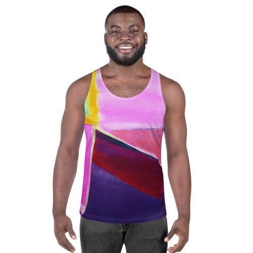 Mens Stretch Fit Tank Top, Pink and Purple Pattern