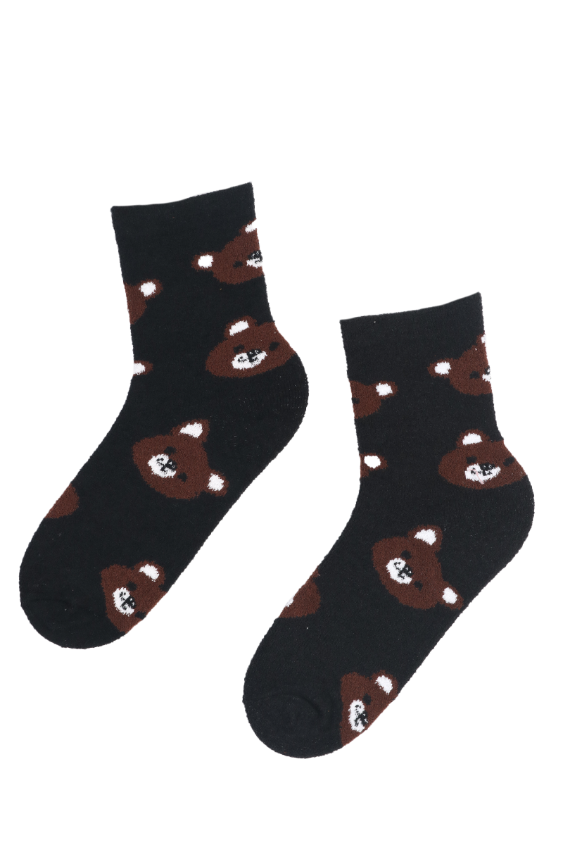 MILA warm black socks with bears