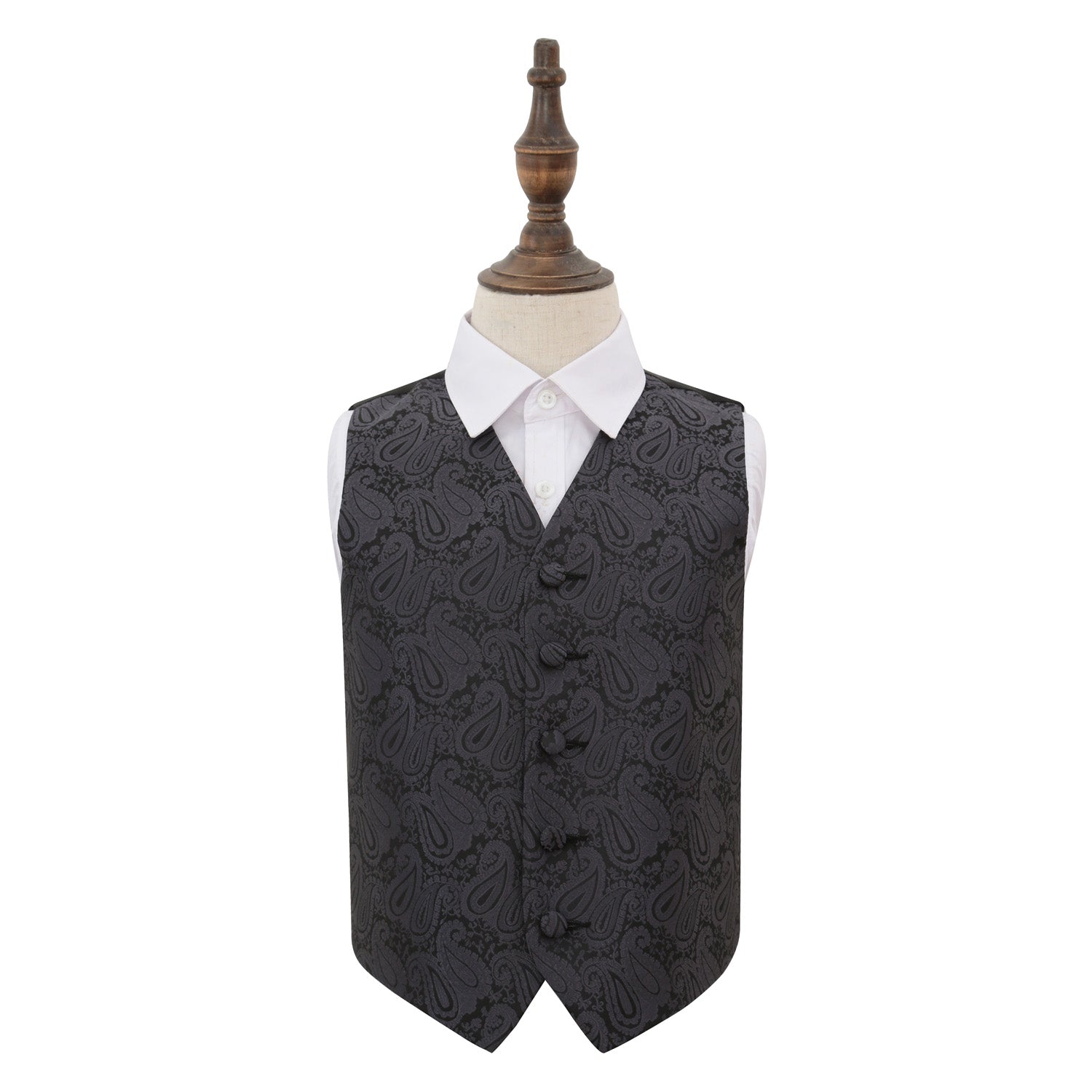 Paisley Waistcoat - Boys - Charcoal Grey, 22&