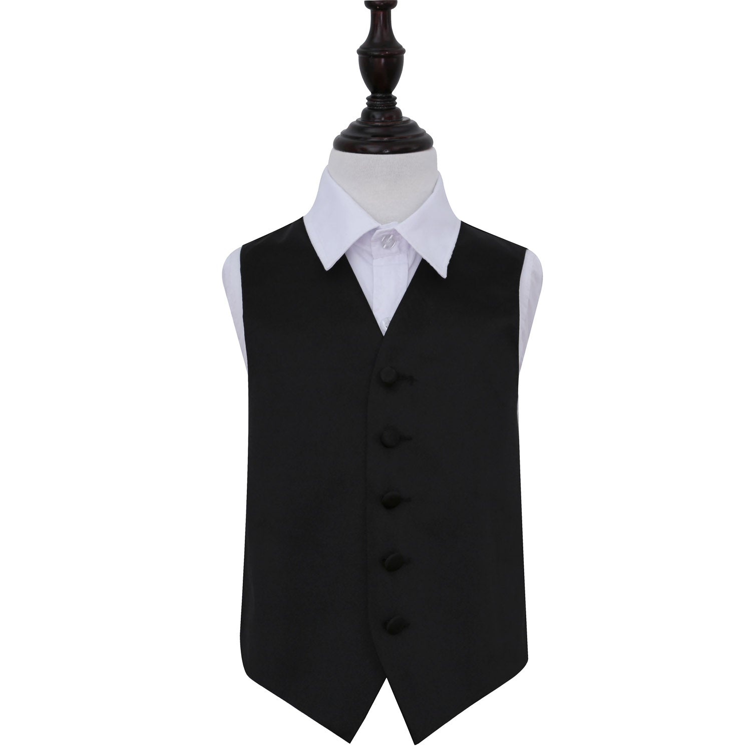 Plain satin waistcoat for boys in black, size 28&