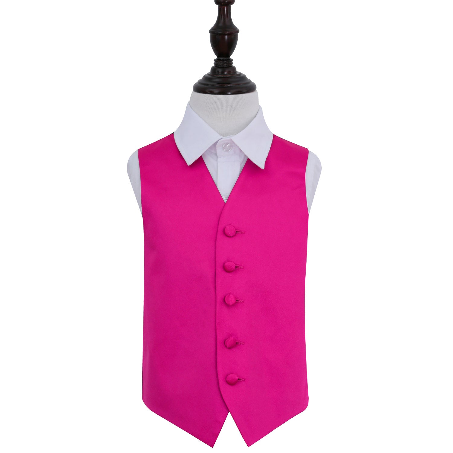 Plain Satin Waistcoat - Boys - Hot Pink, 32&