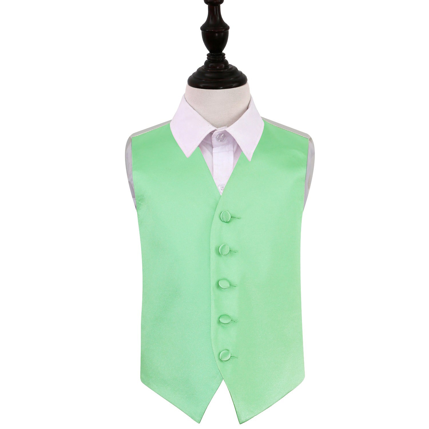 Plain Satin Waistcoat - Boys - Mint Green, 26&