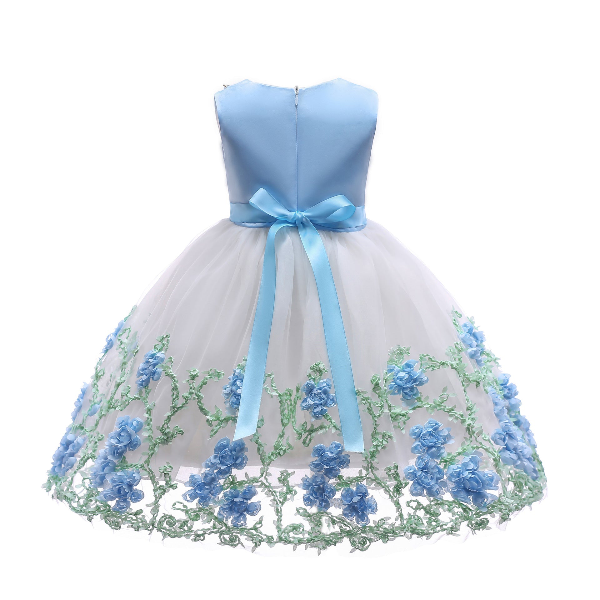 Baby Girl Flower Mesh Overlay Design Bow Tie Vest Dress Birthday