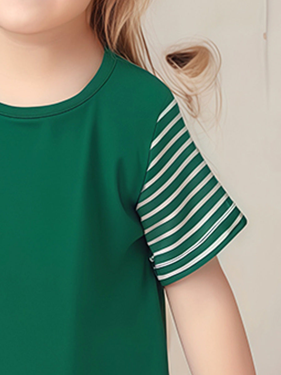 Striped Dress for Girls, European and American Cute Animals Cartoon