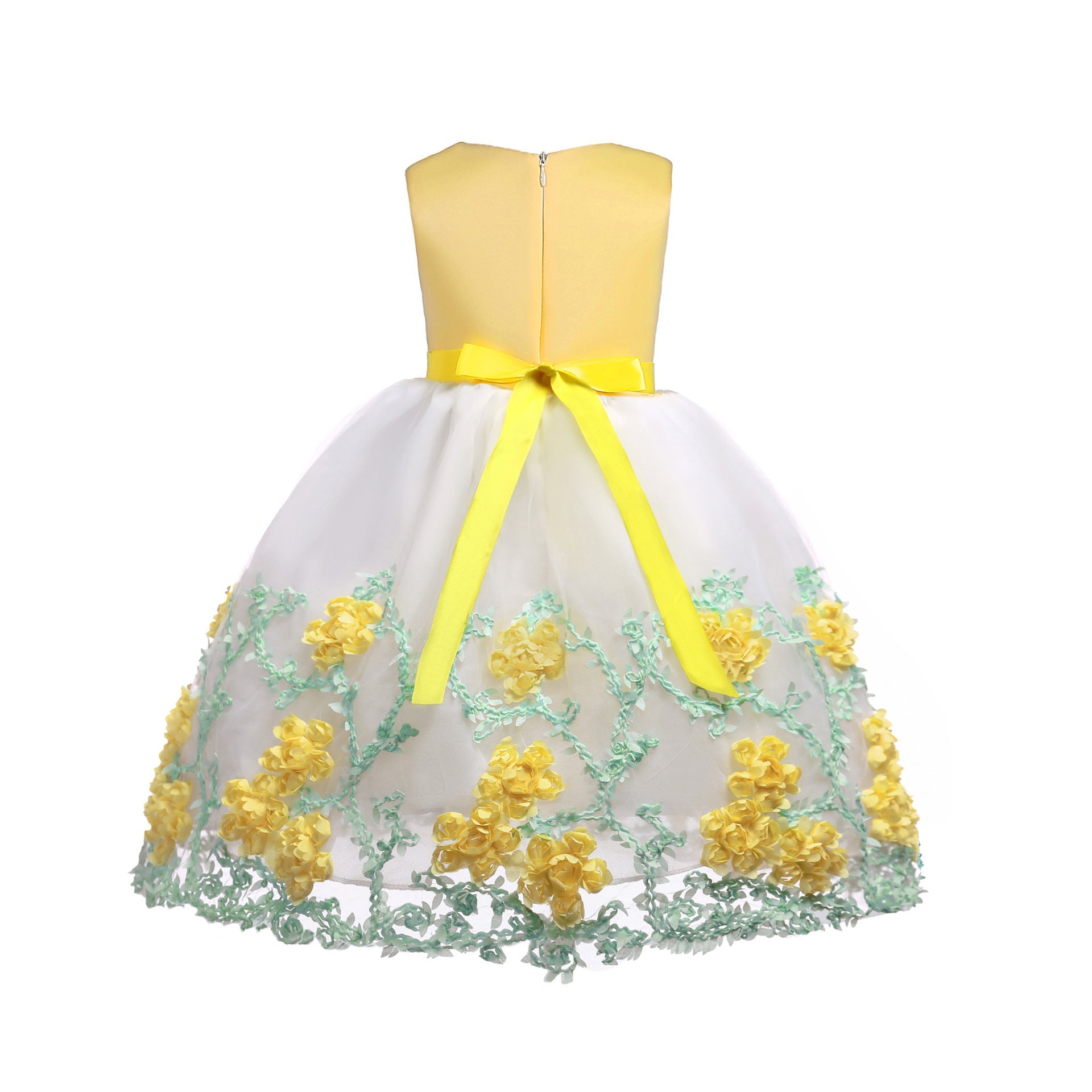 Baby Girl Flower Mesh Overlay Design Bow Tie Vest Dress Birthday