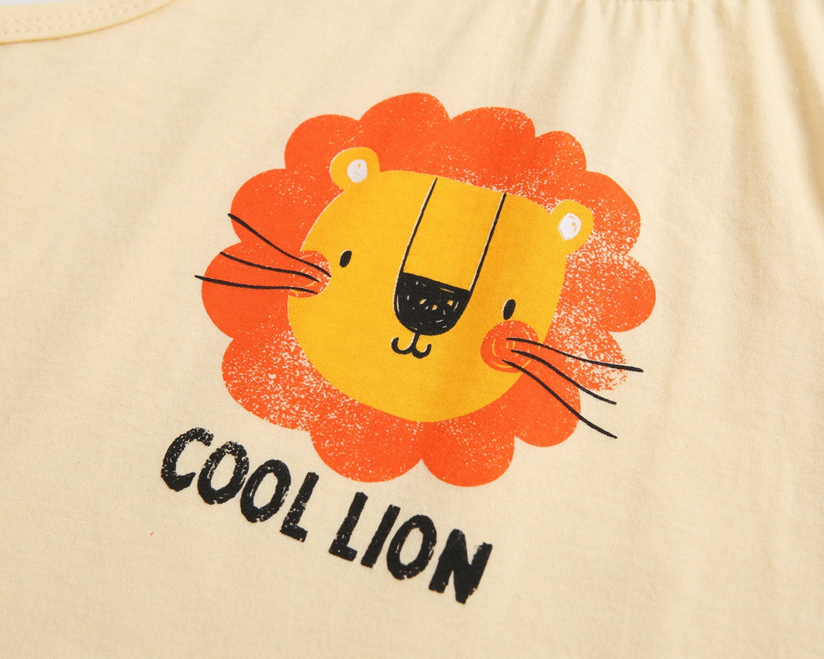 Baby Boy And Girl Animal Tiger Print Sleeveless Top Combo Shorts Sets