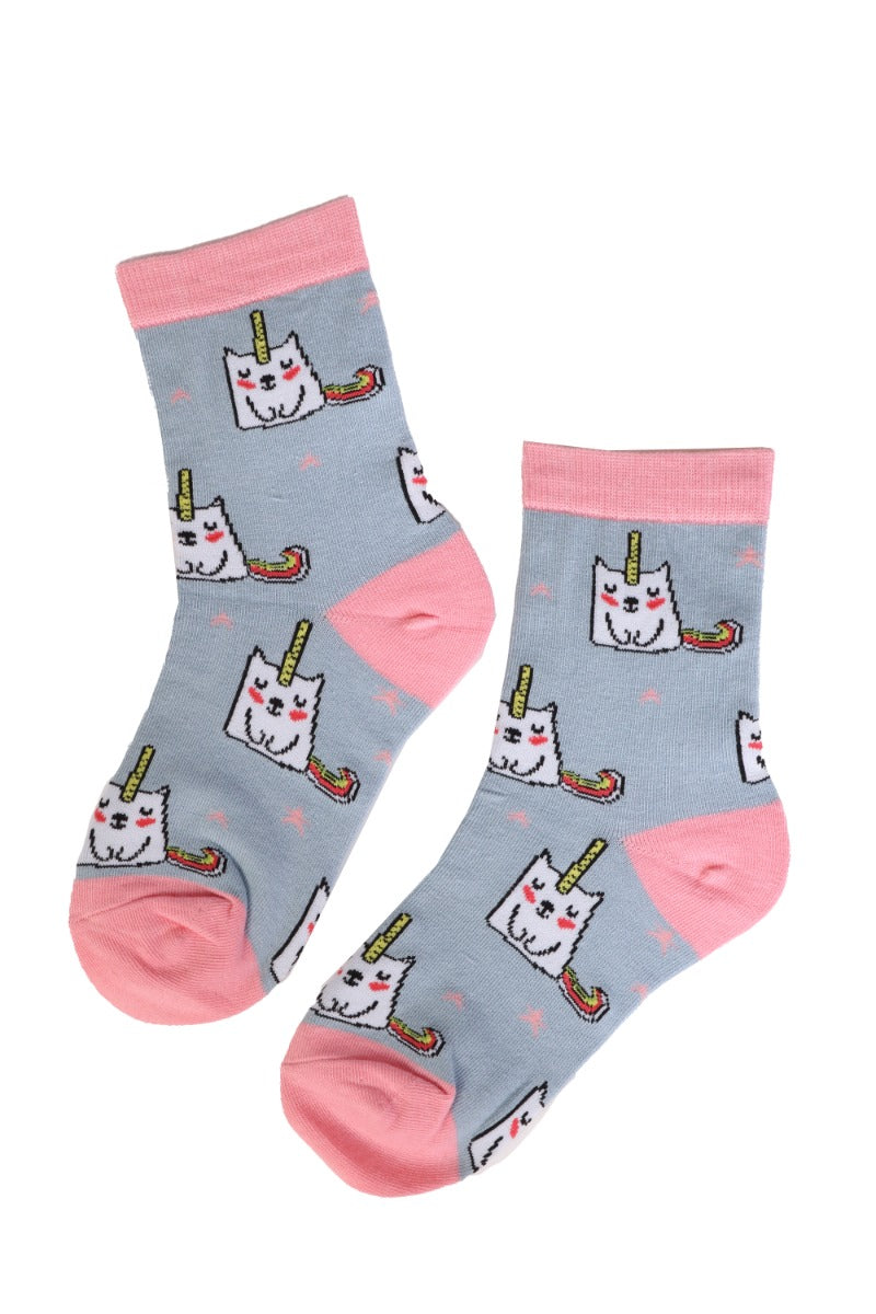 ELOISE light blue socks with unicorns for girls