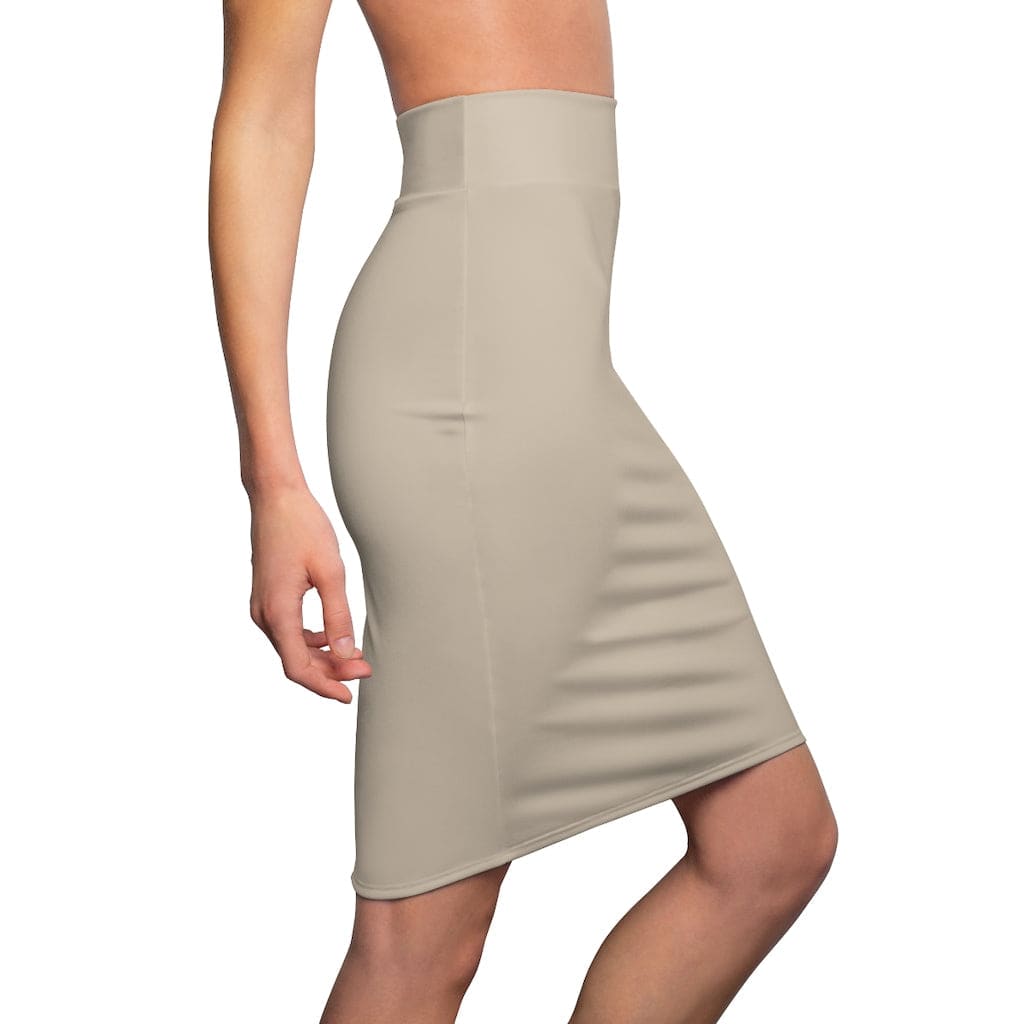 Womens Mini Skirt, High Waisted, Light Brown Pencil Skirt