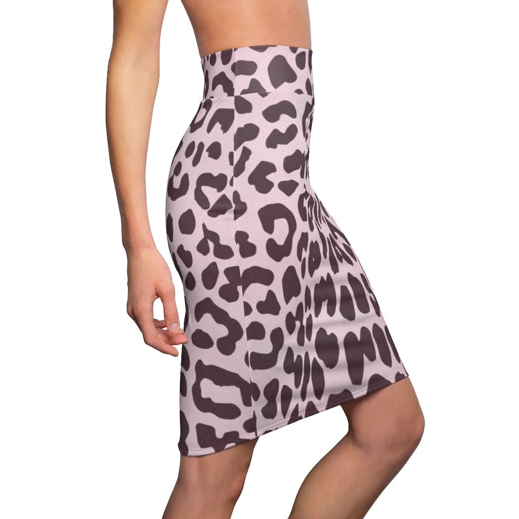 Womens Skirt, High Waisted, Pink Leopard Print Mini-skirt