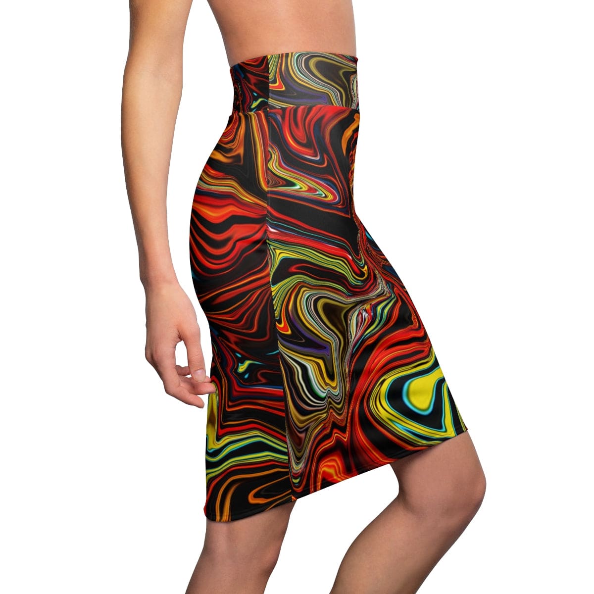Womens Skirt, Multicolor Marble Pencil Skirt