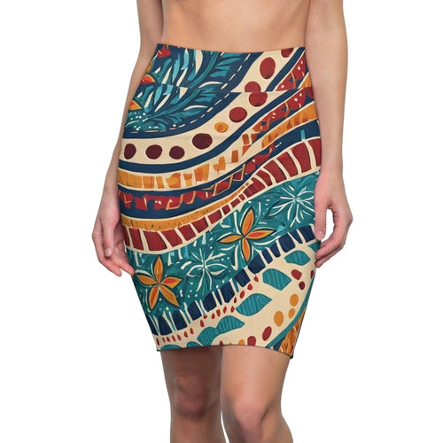 Womens Pencil Skirt, Tropical Floral Pattern 61374