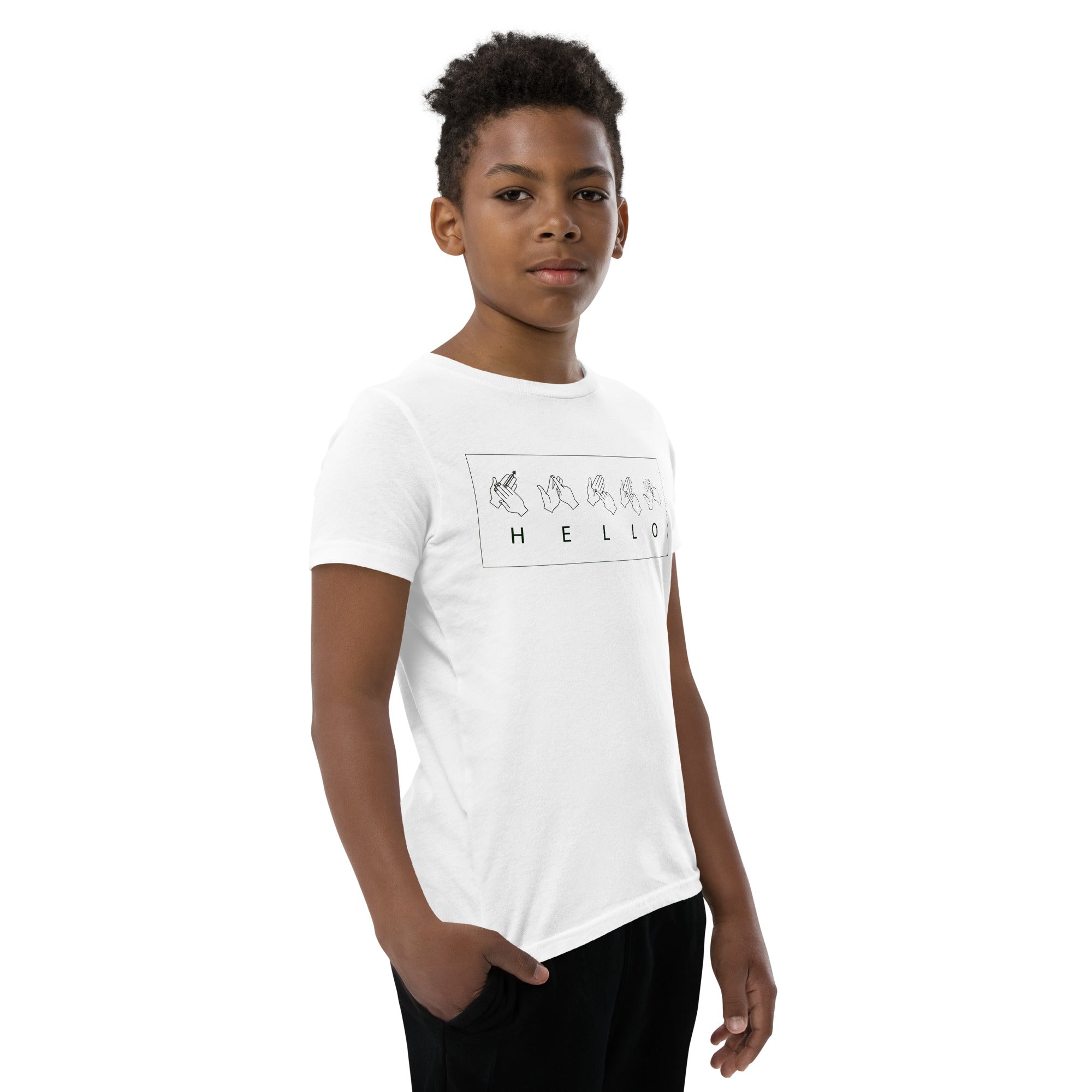 HELLO Sign Language Youth Short Sleeve T-Shirt