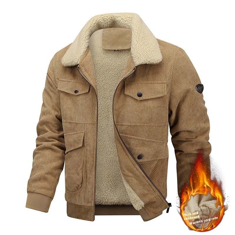 Winter Lapel Fleece Jacket With Pockets Warm