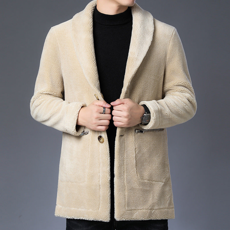 Winter Luxe Jacket for men in beige, elegant and warm for colder months.