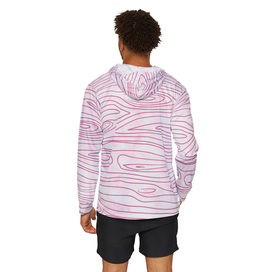 Mens Sports Performance Graphic Hoodie - Pink Line Art Sketch Print