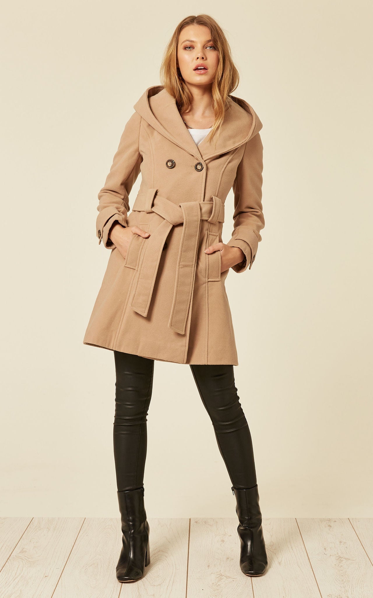 Slim Fit Shawl Hooded Coat (1325)