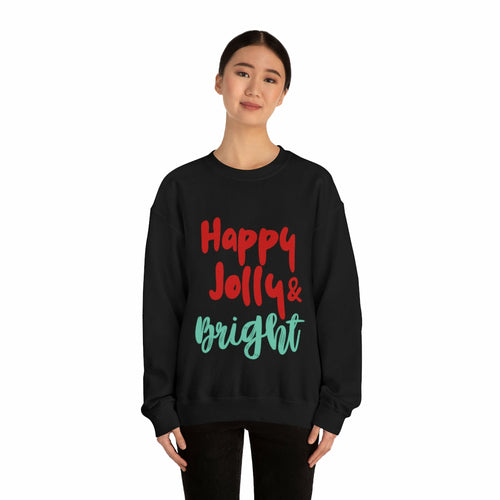 Womens Happy Jolly &amp; Bright Sweatshirt