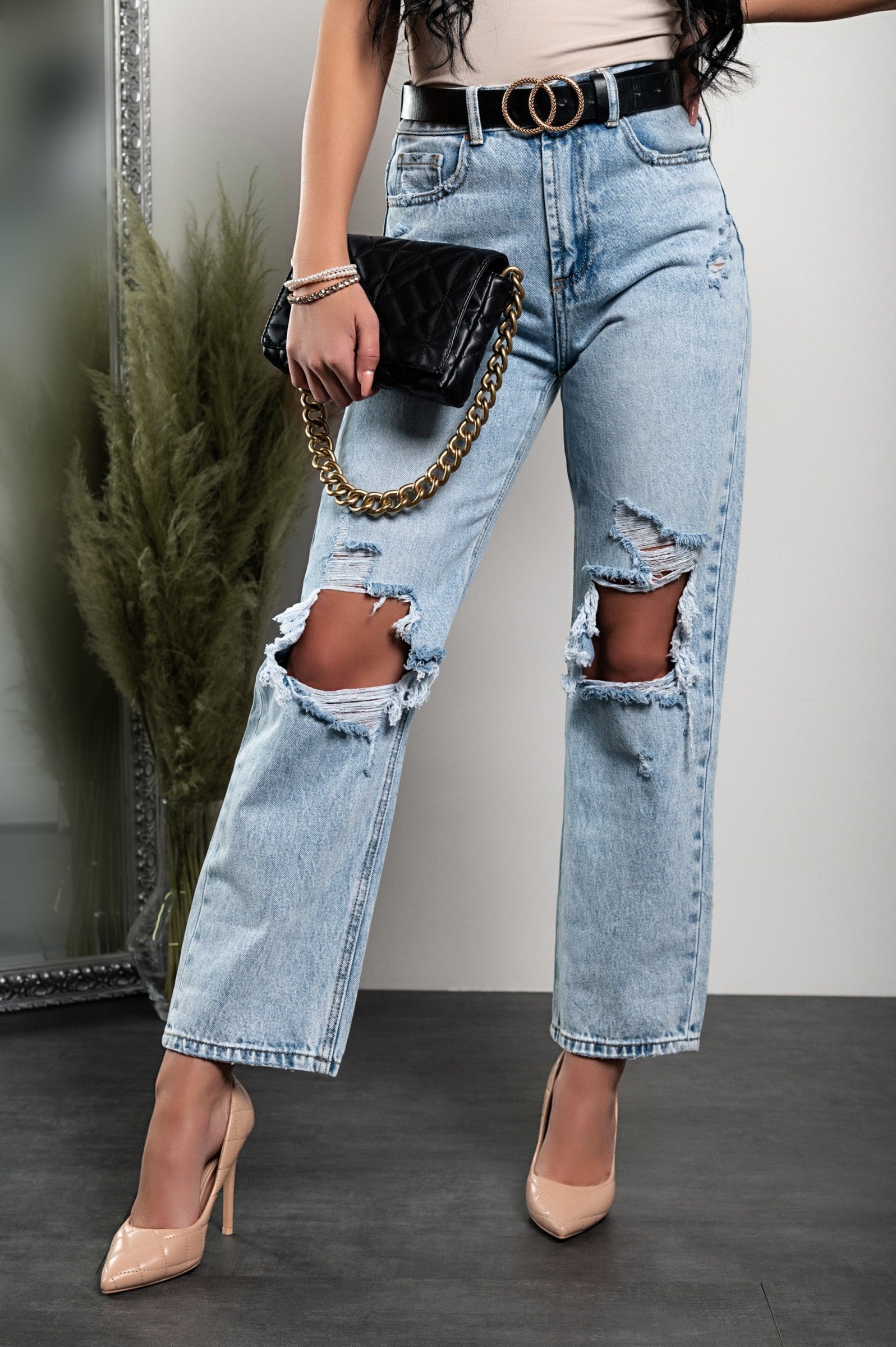 Ripped Straight Jeans Lumina, Light Blue