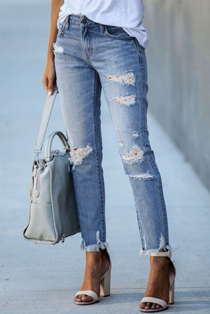 Jeans with slits Alexandria, white