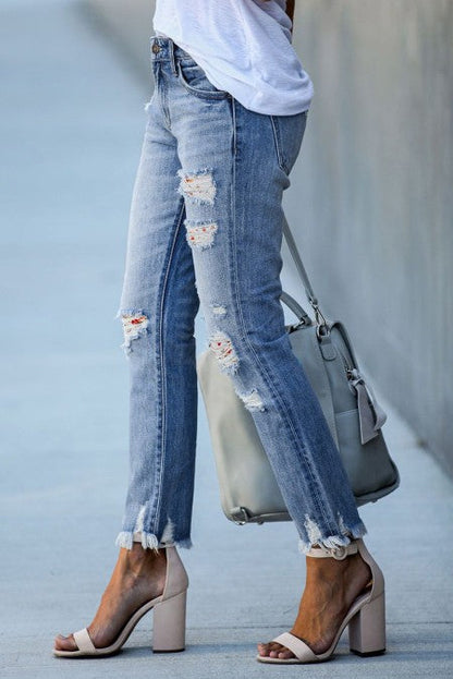 Jeans with slits Alexandria, white