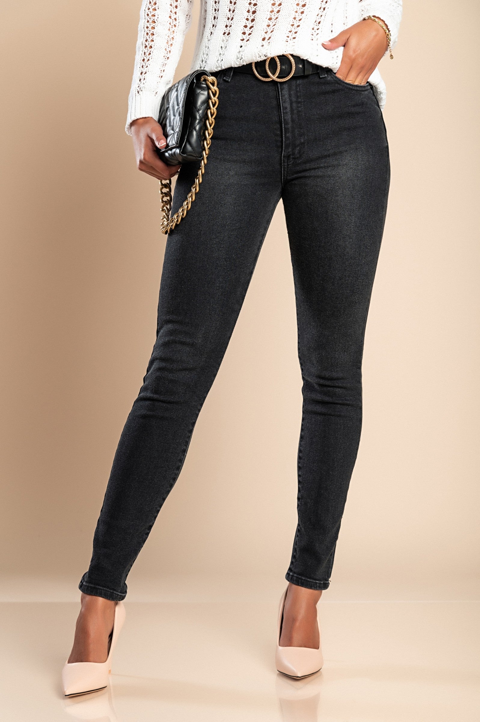 Stretch jeans with skinny leg, black