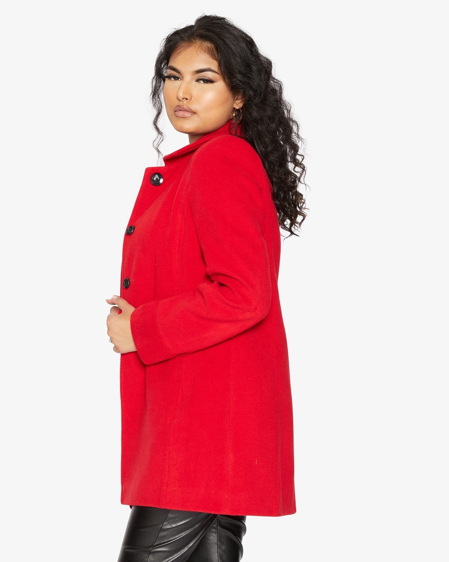 De La Creme Womens Wool Blend Hip Length Covert Coat