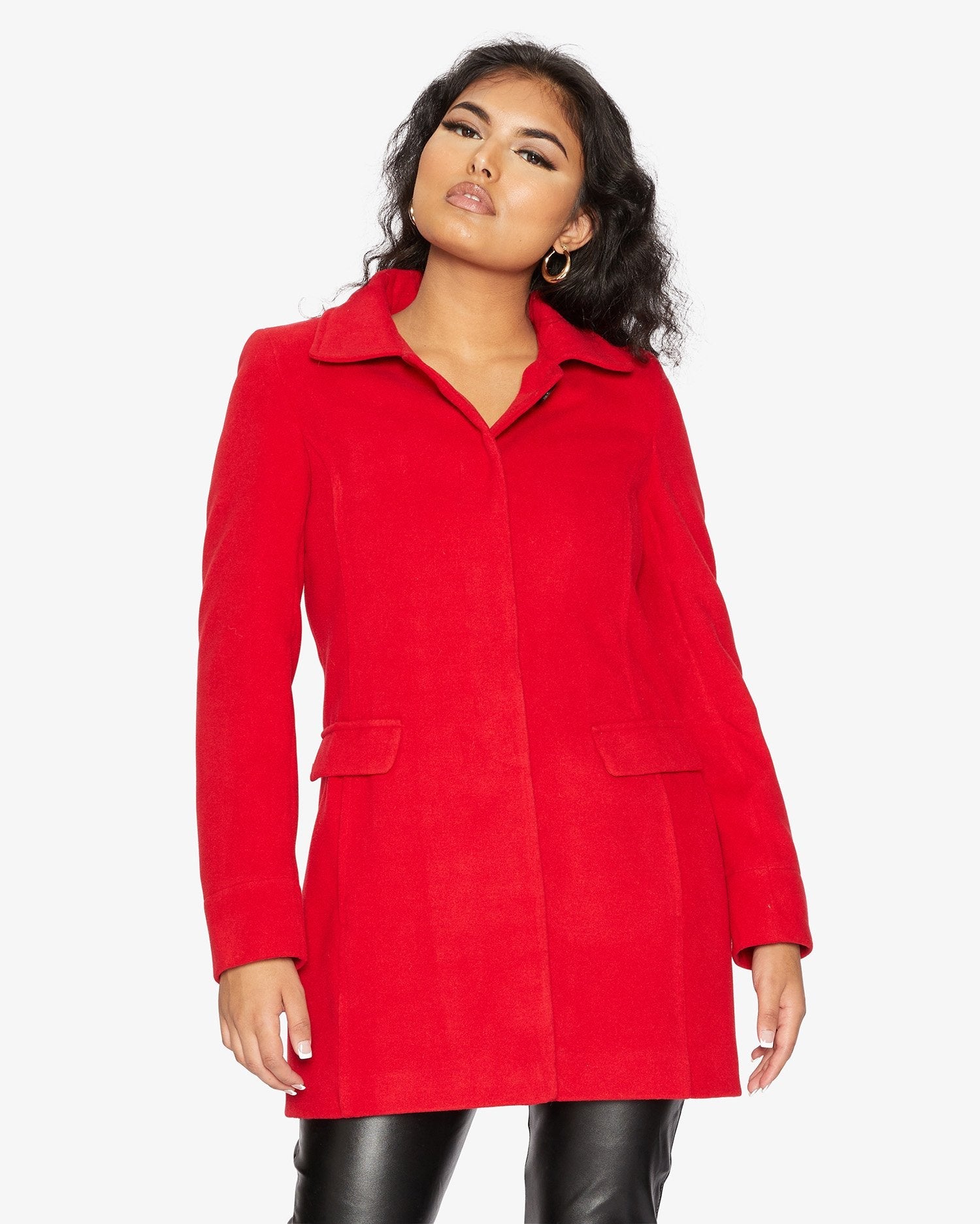 De La Creme Womens Wool Blend Hip Length Covert Coat