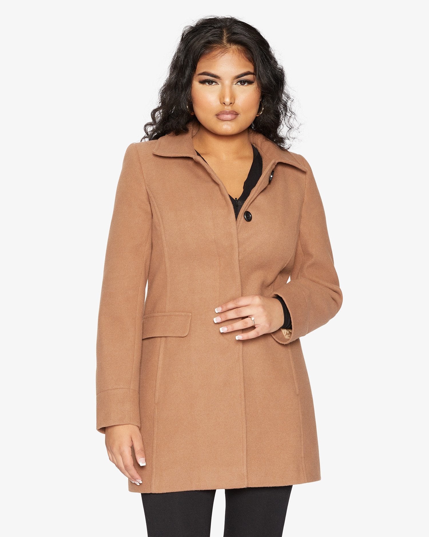 De La Creme Womens Wool Blend Hip Length Covert Coat