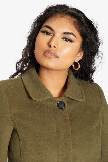 De La Creme Womens Wool Blend Hip Length Covert Coat