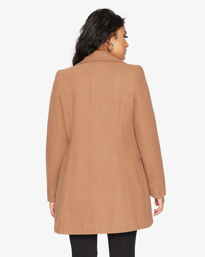 De La Creme Womens Wool Blend Hip Length Covert Coat