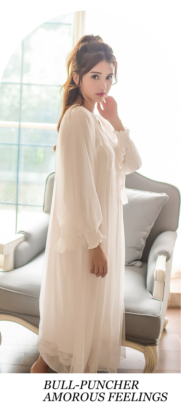 2019 Autumn New Sweet Style Long Nightgowns for