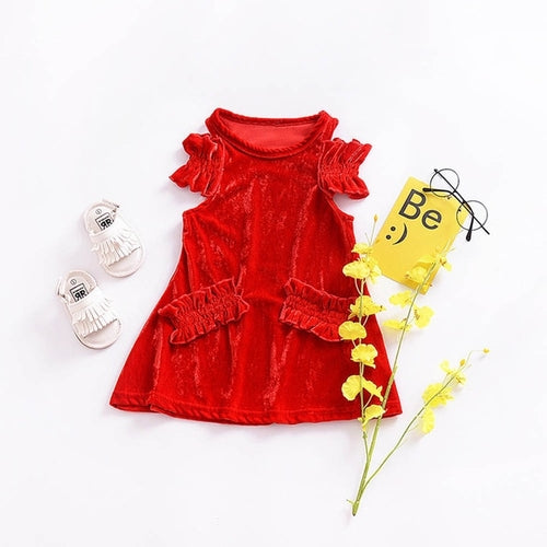 2019 Hot New Elegant Girls Dresses Ruffles Sleeve