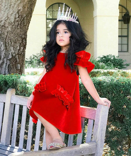 2019 Hot New Elegant Girls Dresses Ruffles Sleeve